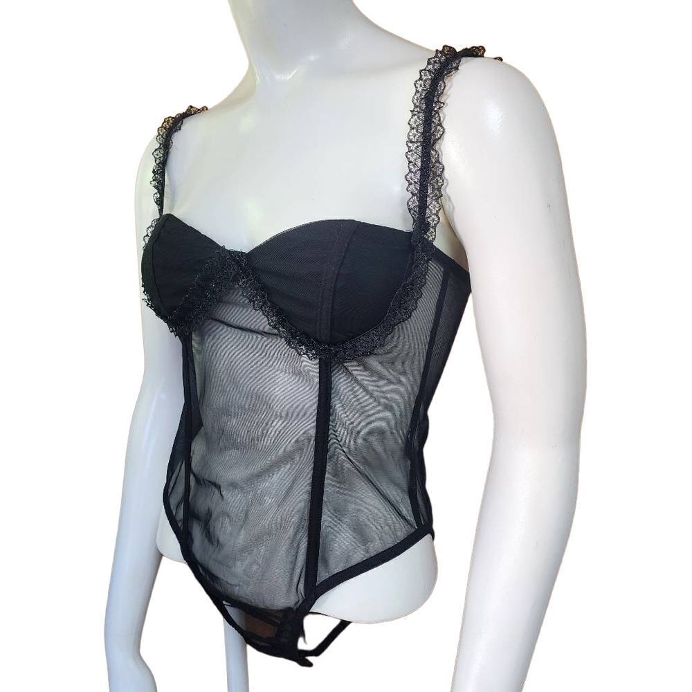 Shein Black Mesh Corset Bodysuit (S) - Picture 2 of 6